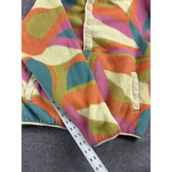 Toad&co Campo Fleece Pullover Henley Bristow Women's L Multicolor Abstract Boxy - Picture 5 of 8